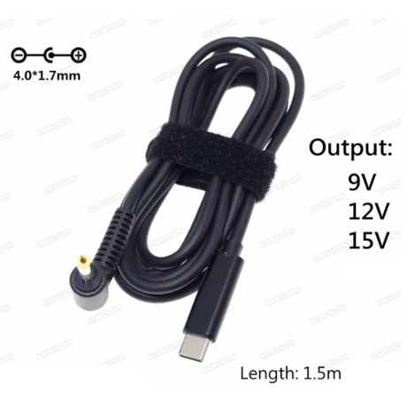 eMarker内蔵 USB PDトリガーケーブル （L型 DC プラグ / ケーブル長 1.5m）