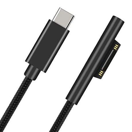 [PDC-Surface]Surface PD 急速充電 ケーブル USB TYPE-C アダプタ Pro6/5/4/3 Go book 長さ1.5m (ブラック)