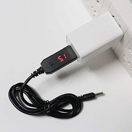 [QC30ADJ-5521] USB電源ケーブル 急速充電専用 Type-A QCトリガーケーブル ＜QC3.0対応> 出力電圧設定ボタン付き DC プラグ (外径5.5mm 内径2.1mm)