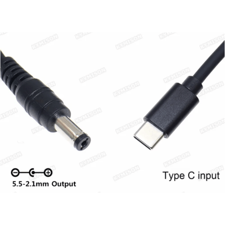 eMarker内蔵 USB PDトリガーケーブル  （外径5.5mm/内径2.1mm <5521> DC プラグ / ケーブル長 1.5m）