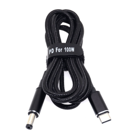 100W/5A対応 eMarker内蔵 USB PD トリガーケーブル DC18V-20V 電源プラグ 充電用ケーブル 1.8m 汎用 (5.5mm/2.1mm)