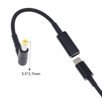[PDE-5517] 100W 対応 eMarker内蔵 USB PD トリガーケーブル DC18V-20V 電源プラグ 充電用ショートケーブル ノートパソコン用 (5.5mm×1.7mm)