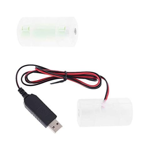 [BE-1x2] ダミー電池 ＵＳＢ接続タイプ ケーブル長１ｍ  (単1×2（3.0V）)