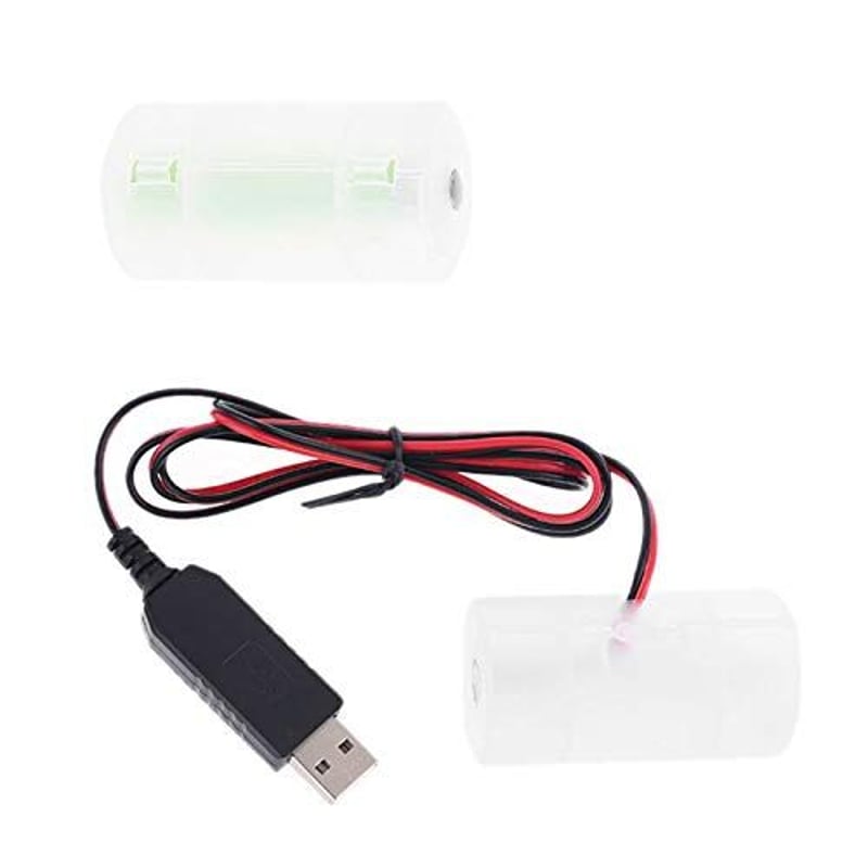 BE-1x2] ダミー電池 USB接続タイプ ケーブル長1m (単1×2（3.0V