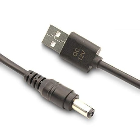 [UQC-12V] USB電源ケーブル 急速充電専用 Type-A QCトリガーケーブル （QC2.0/3.0対応） DC プラグ 外径5.5mm/内径2.1mm（2.5mm) (12V)