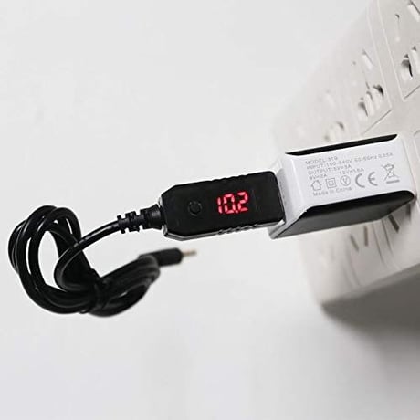 [QC30ADJ-5521] USB電源ケーブル 急速充電専用 Type-A QCトリガーケーブル ＜QC3.0対応> 出力電圧設定ボタン付き DC プラグ (外径5.5mm 内径2.1mm)