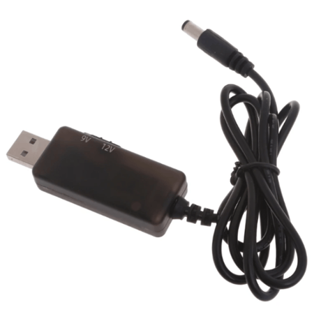 USB 5V から DC 9V/12V の出力が切り替え可能な充電ケーブル、ギターエフェクトペダル充電USBケーブル、センターマイナス（-）、最大電流1A