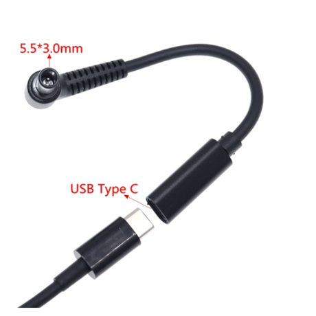 [PDN-5533] USB PD トリガーケーブル DC 18V-20V 電源プラグ 充電用ショートケーブル ノートパソコン用 (5.5mm×3.3mm)