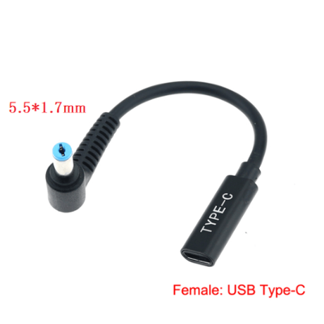 [PDN-5517] USB PD トリガーケーブル DC 18V-20V 電源プラグ 充電用ショートケーブル ノートパソコン用 (5.5mm×1.7mm)