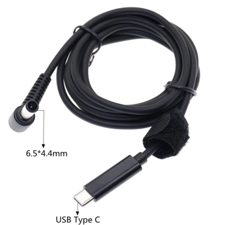 [PDC-6544] USB Type-C PD トリガーケーブル DC 20V 電源プラグ 充電ケーブル 1.5m Sony VAIO 富士通 用 (6.5mm/4.4mm)