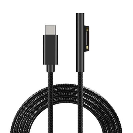 [PDC-Surface]Surface PD 急速充電 ケーブル USB TYPE-C アダプタ Pro6/5/4/3 Go book 長さ1.5m (ブラック)