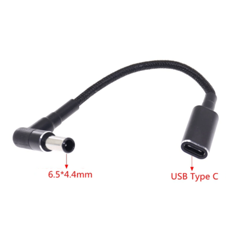 [PDE-6544] 100W 対応 eMarker内蔵 USB PD トリガーケーブル DC18V-20V 電源プラグ 充電用ショートケーブル ノートパソコン用 (6.5mm×4.4mm)