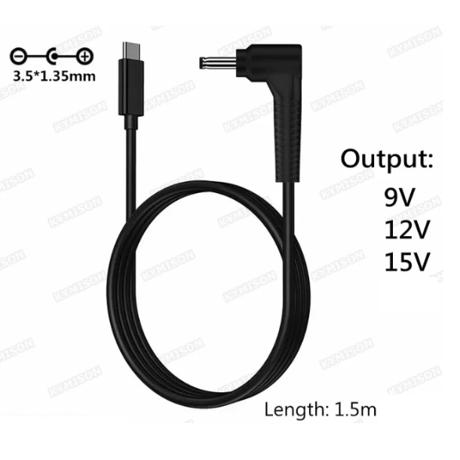eMarker内蔵 USB PDトリガーケーブル （L型 DC プラグ / ケーブル長 1.5m）