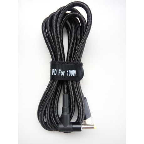 100W/5A対応 eMarker内蔵 USB PD トリガーケーブル DC 18V-20V 電源プラグ 充電用ケーブル 1.8m ASUS Lenovo HP 用 (4.0mm/1.7mm)