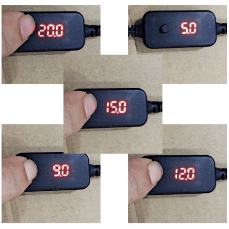 USB PD トリガーケーブル 出力電圧設定ボタン付き DCプラグ (35135/4017/5521/5525)