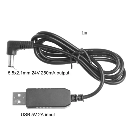 USB 5V から DC 18Vまたは24V 出力が可能な充電ケーブル、ギターエフェクトペダル充電USBケーブル、センターマイナス（-）