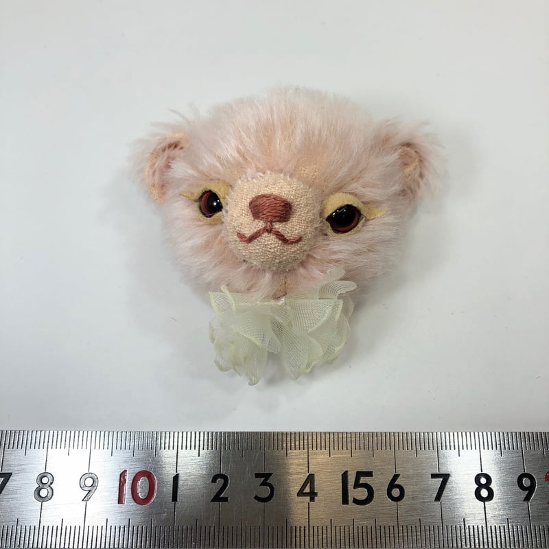 ベア顔ブローチ#ピンクレッドアイ(現品) | くまきちすとあ本店