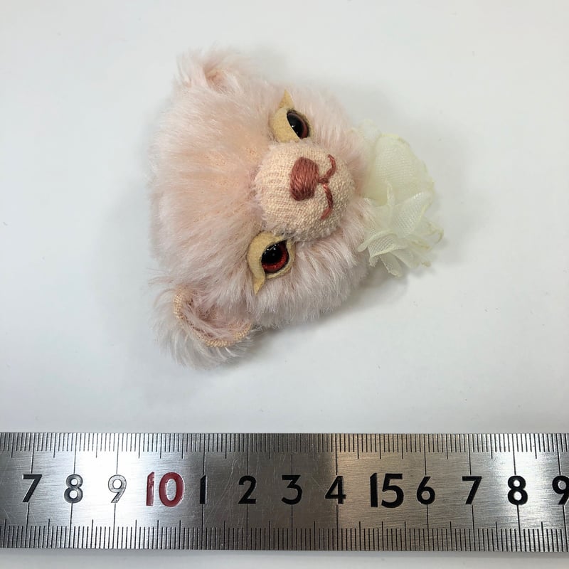 ベア顔ブローチ#ピンクレッドアイ(現品) | くまきちすとあ本店