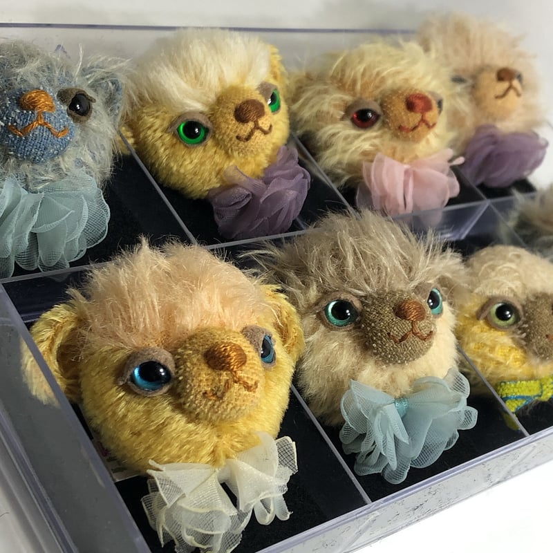 ベア顔ブローチ#ピンクレッドアイ(現品) | くまきちすとあ本店