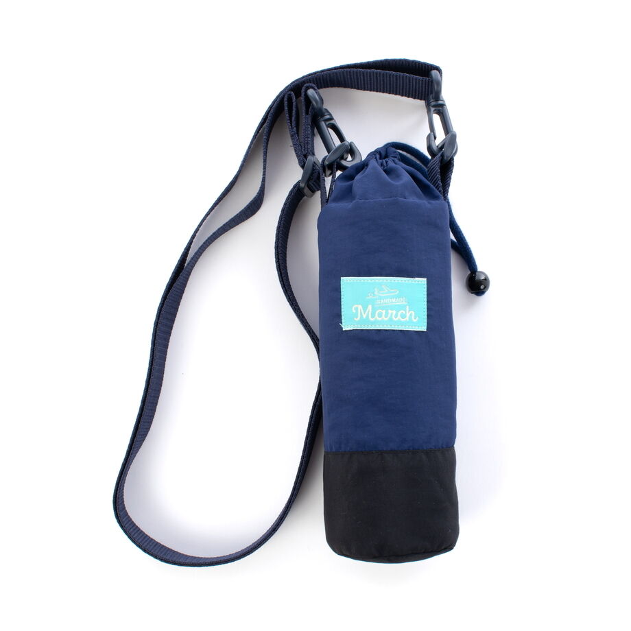 水筒カバー 巾着タイプ(紺×黒色 ナイロンファスナーシリーズ