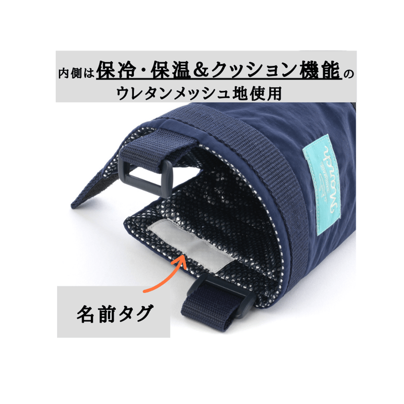 水筒カバー オープンタイプ(紺×カーキ色 ナイロンファスナー 水筒カバー オープンタイプ(紺×カーキ色 ナイロンファスナー