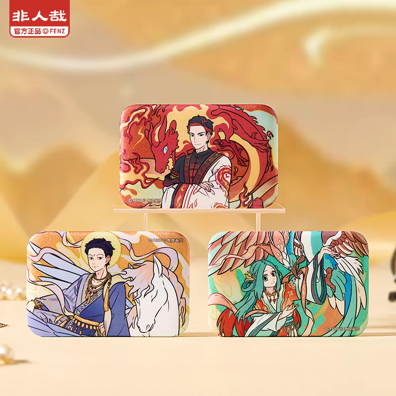 フェ～レンザイ 敦煌画院コラボ 瑞獣呈祥 スクエア缶バッジ 1個