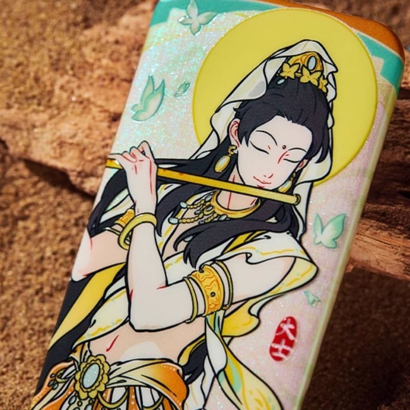 フェ~レンザイ 敦煌画院コラボ 伎楽飛天 スクエア缶バッジ フェ~レンザイ 敦煌画院コラボ 伎楽飛天 スクエア缶バッジ