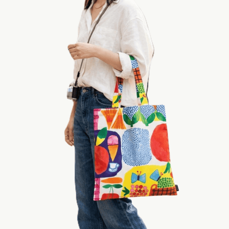 【日本限定】 マリメッコ トートバッグ Kesatori (ケサトリ) レッド×パープル×イエロー 日本正規品