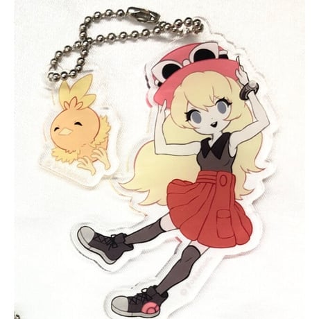 ポケモン XY カロス地方 主人公 セレナ フォッコ キーホルダー 缶バッジ ポケモン XY カロス地方 主人公 セレナ フォッコ キーホルダー
