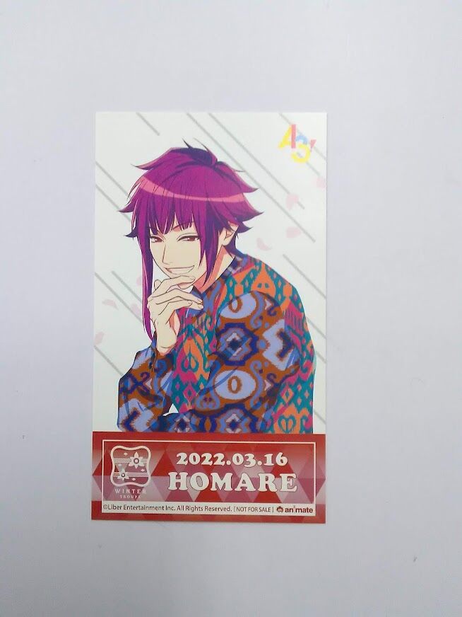 A3！ 有栖川誉 チケット風イラストカード | K-BOOKS 池袋 2次元グッズ通販