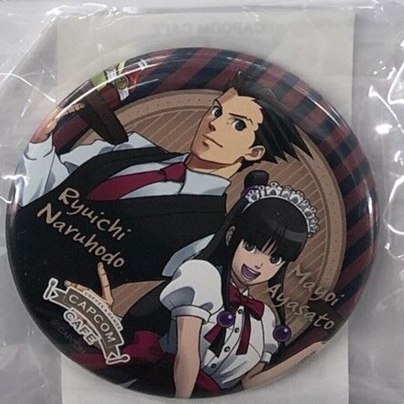 【希少】逆転裁判 綾里真宵 缶バッジ カプコンカフェ CAPCOM CAFE 逆転裁判 成歩堂龍一 ＆綾里真宵 カプコンカフェ 缶バッジ | K