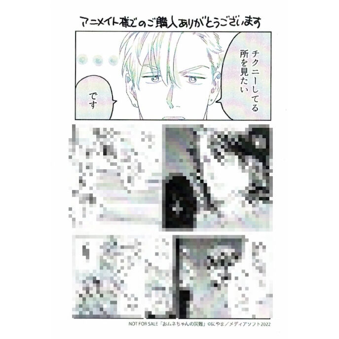 にやま 『おムネちゃんの災難』 アニメイト特典 ペーパー【BL