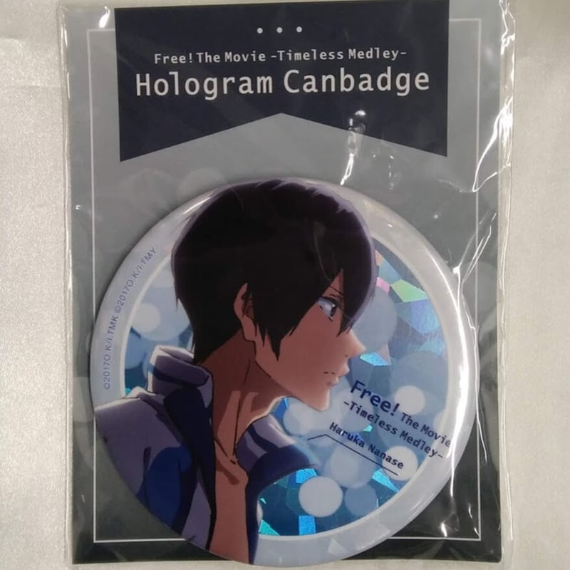 Free! 七瀬遙 ホログラム缶バッジ Free! Clear Blue ホログラム缶