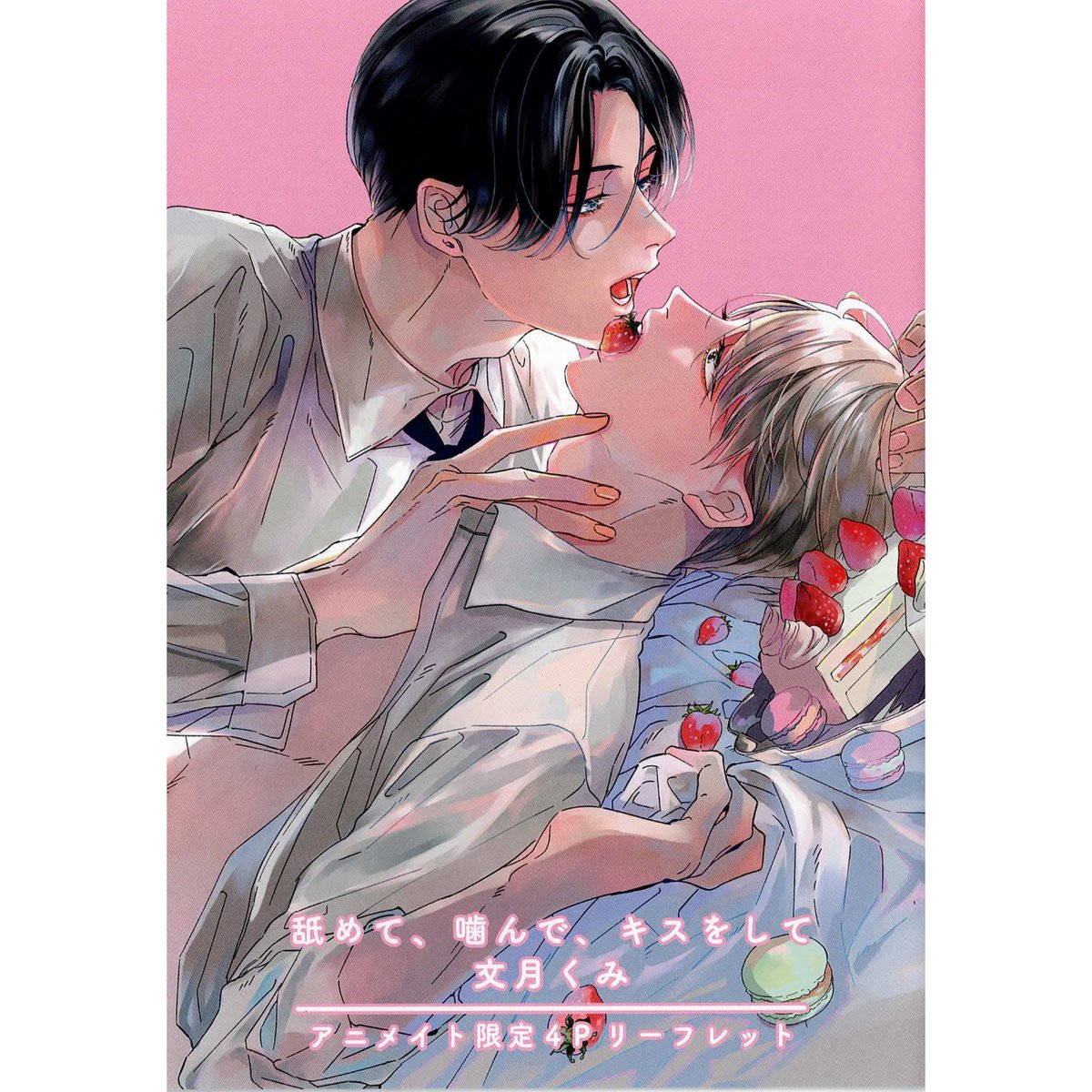 【舐めて、噛んで、キスをして】文月くみ 直筆サイン入り複製原画 文月くみ 『舐めて、噛んで、キスをして』アニメイト リーフレット【BL