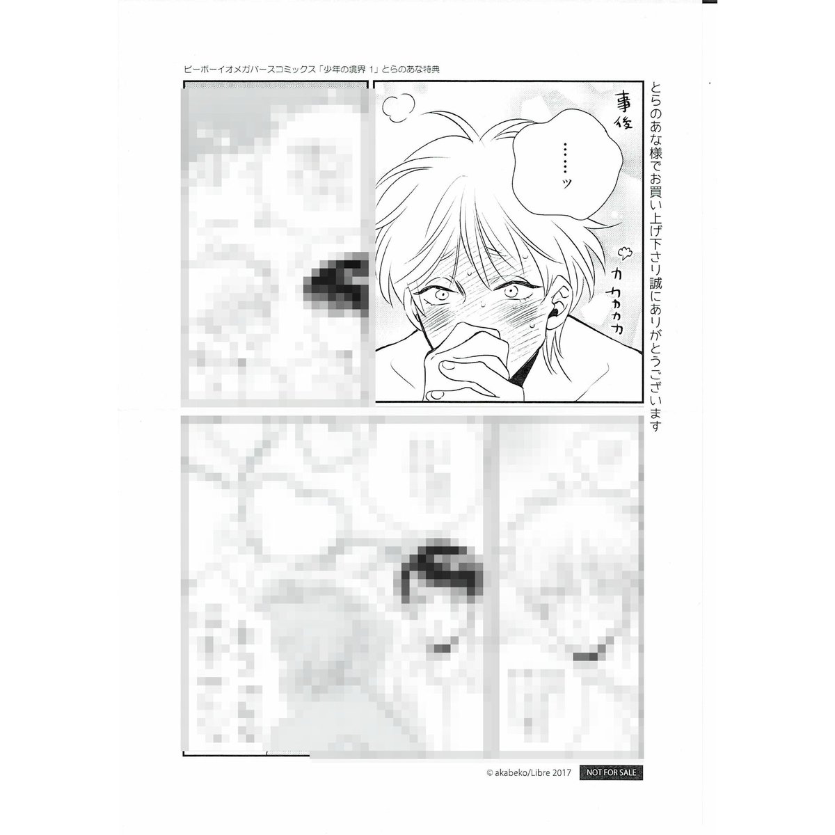 【特典】　akabeko  リーフレット  ペーパー　BL akabeko 『少年の境界 1』 とらのあな特典 ペーパー【BLグッズ