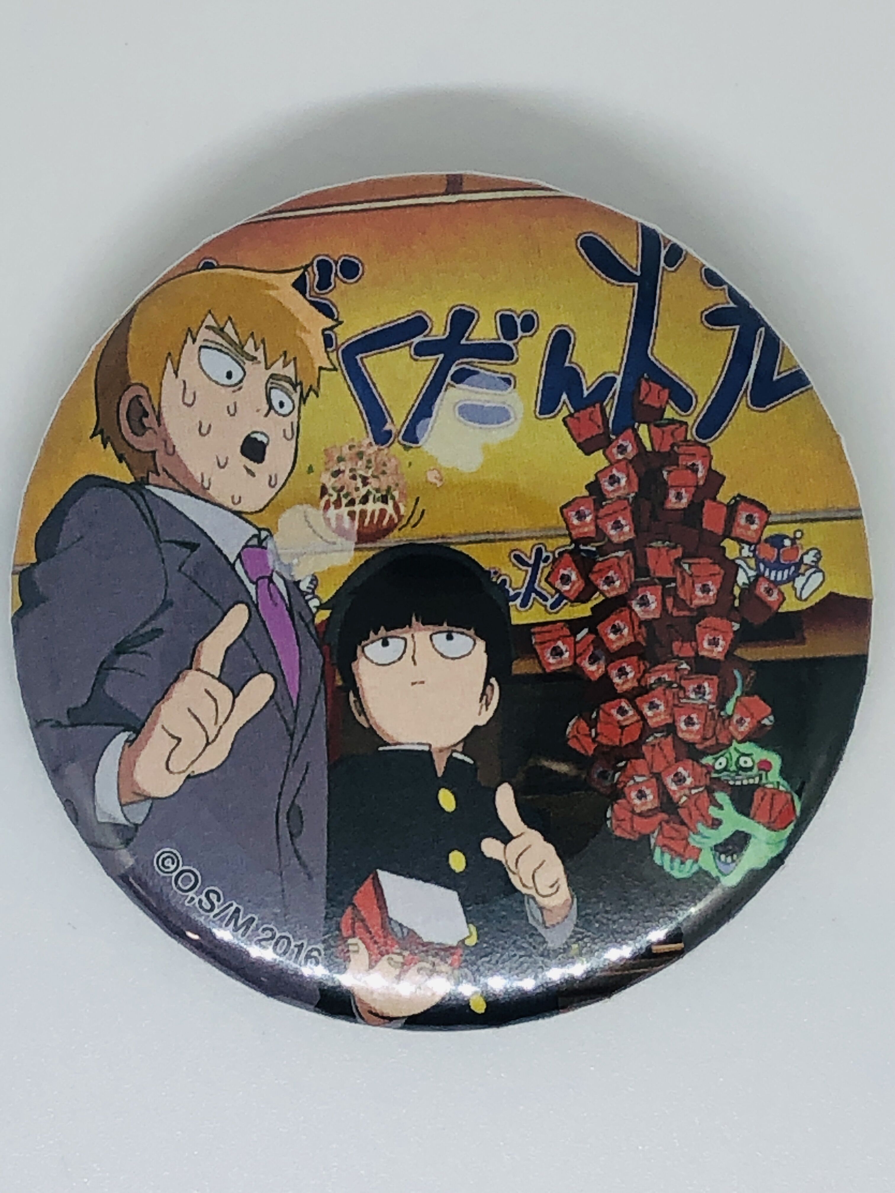 モブサイコ 文化祭 ホログラム 茂夫 霊幻新隆 ドでか缶バッジ 蓄光 缶バッジ original