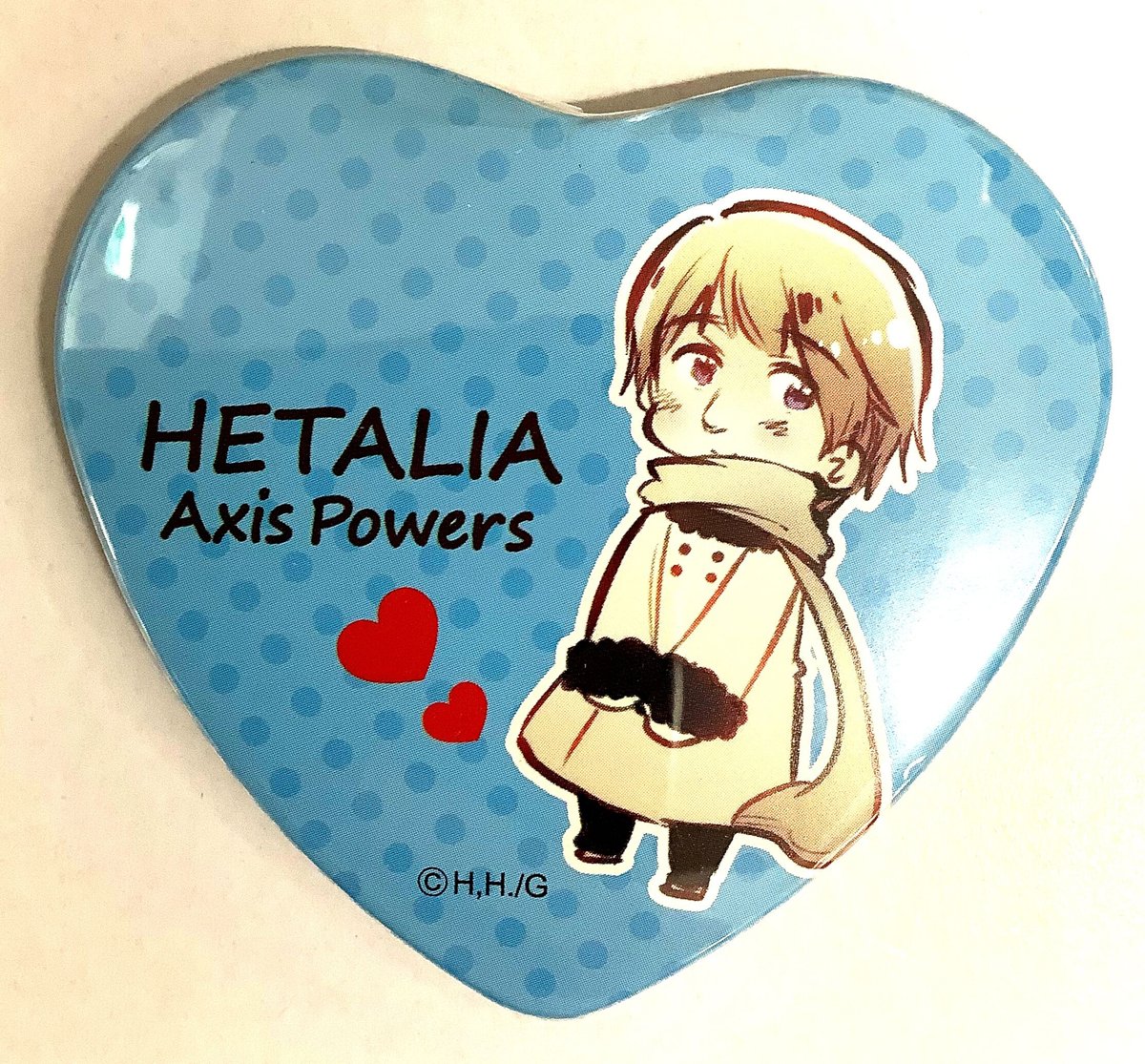 ヘタリア Axis Powers グッズ ハート型缶バッジ 日本　レア物 日丸屋秀和 『ヘタリア Axis Powers』 ハート 型 缶バッジ