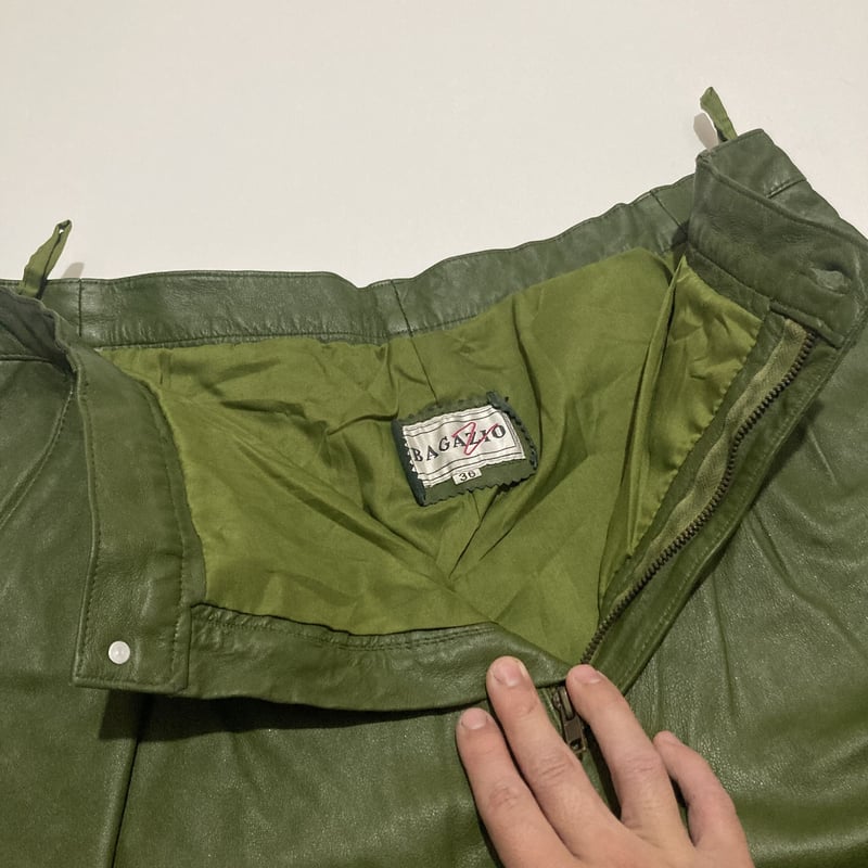 オリーブグリーン100%レザーパンツ | MKM ORIGINAL オリーブグリーン100%レザーパンツ | MKM ORIGINAL