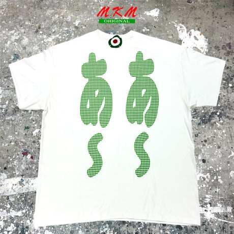 MKM ORIGINAL 【ミントグリーンギンガムチェックのあ~あ~Tシャツ】