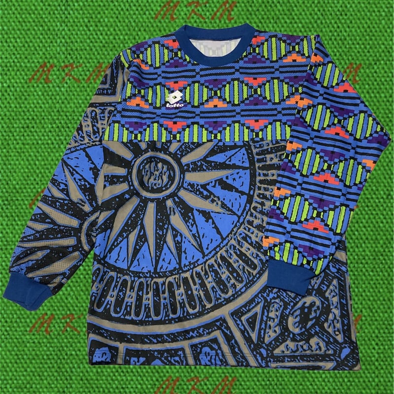 【90s】Lotto GKシャツ 長袖 総柄 ネオン サッカー ユニフォーム 90s lotto・キーパーユニフォーム | MKM ORIGINAL