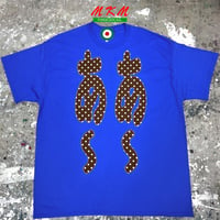 MKM ORIGINAL 【青×茶水玉チェックのあ~あ~Tシャツ】