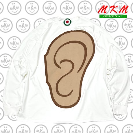 MKM ORIGINAL デカ耳パッチロングTシャツ・白