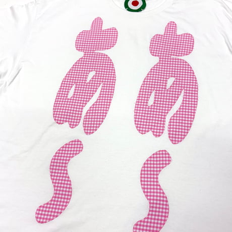 MKM ORIGINAL 【ピンクギンガムチェックのあ~あ~Tシャツ】