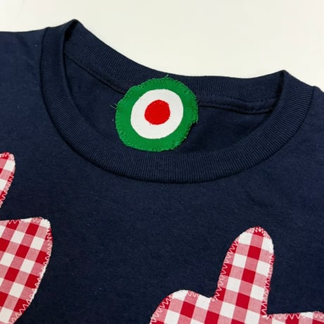 MKM ORIGINAL 【紺色×赤ギンガムチェックのあ~あ~Tシャツ】