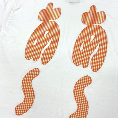 MKM ORIGINAL 【オレンジギンガムチェックのあ~あ~Tシャツ】