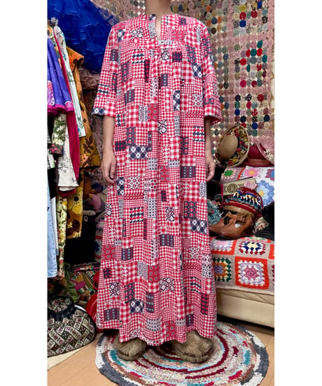 70s patchwork print dress