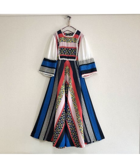 70's patchwork print one-piece