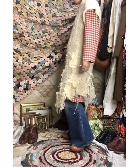 original upcycling cable  knit  vest one-piece