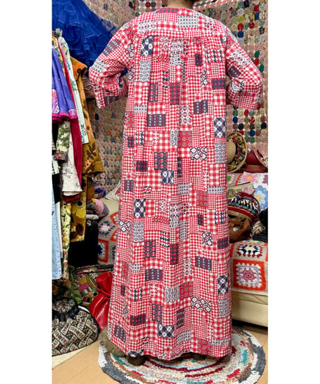 70s patchwork print dress
