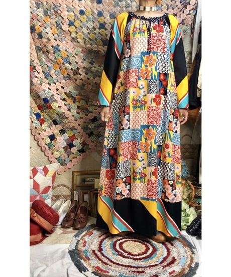 1960-70's patchwork print one-piece